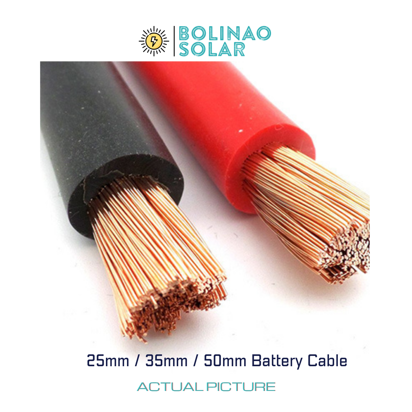 Crimped Pure Copper Battery Cable Pair (R&B) 25mm/35mm