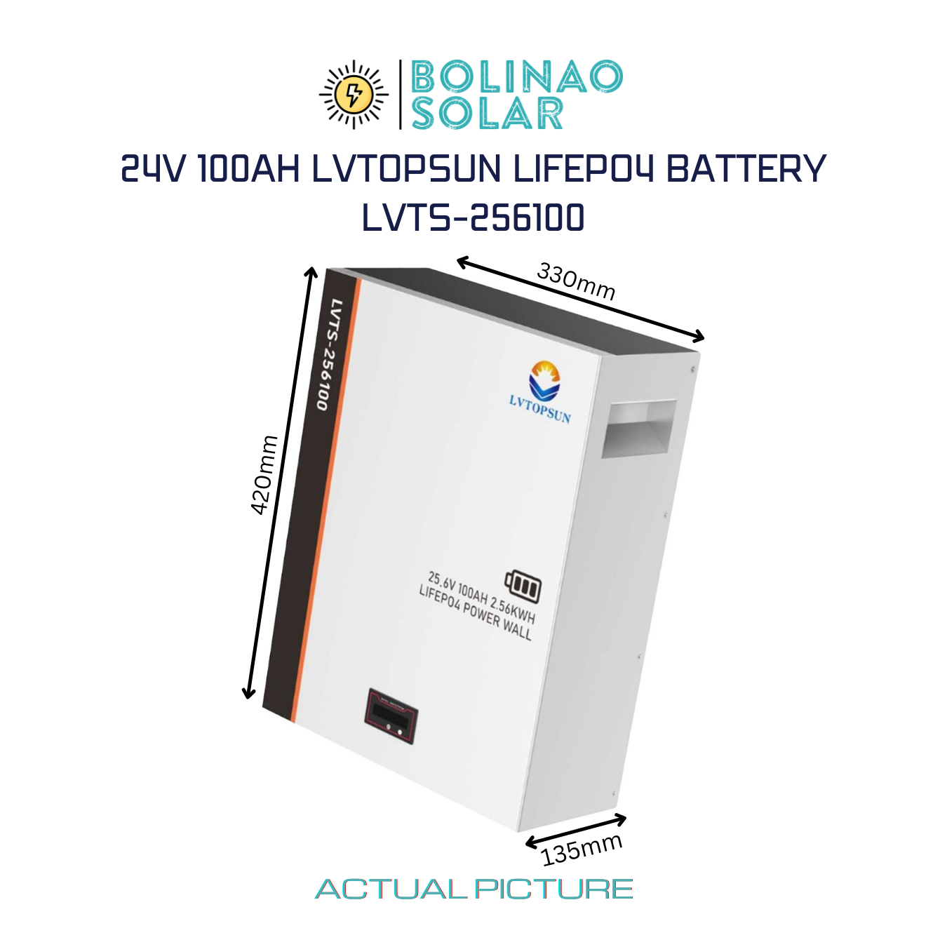 LVTOPSUN | LifePo4 Power Wall 25.6V 100Ah 2.56KWH