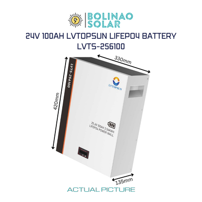 LVTOPSUN | LifePo4 Power Wall 25.6V 100Ah 2.56KWH