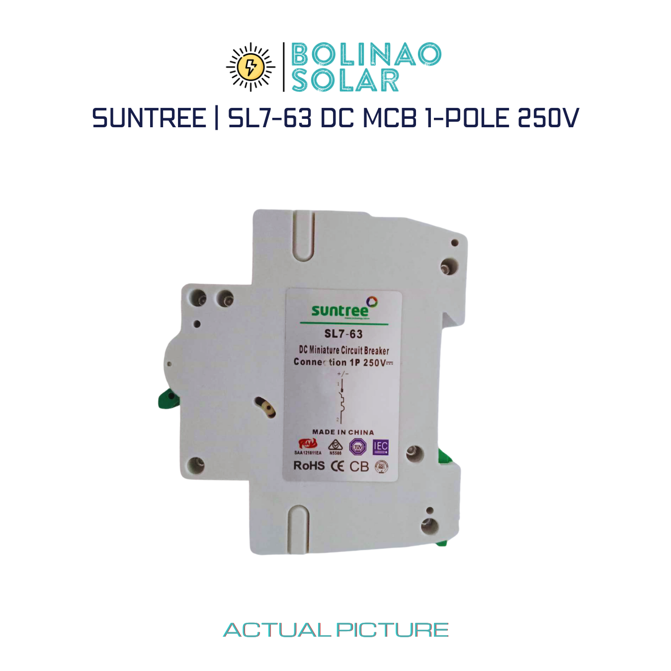 SUNTREE | DC Din Rail Type MCB SL7-63 1-POLE 10A/16A/20A/25A/32A/63A | SL7N-125D80A/125A