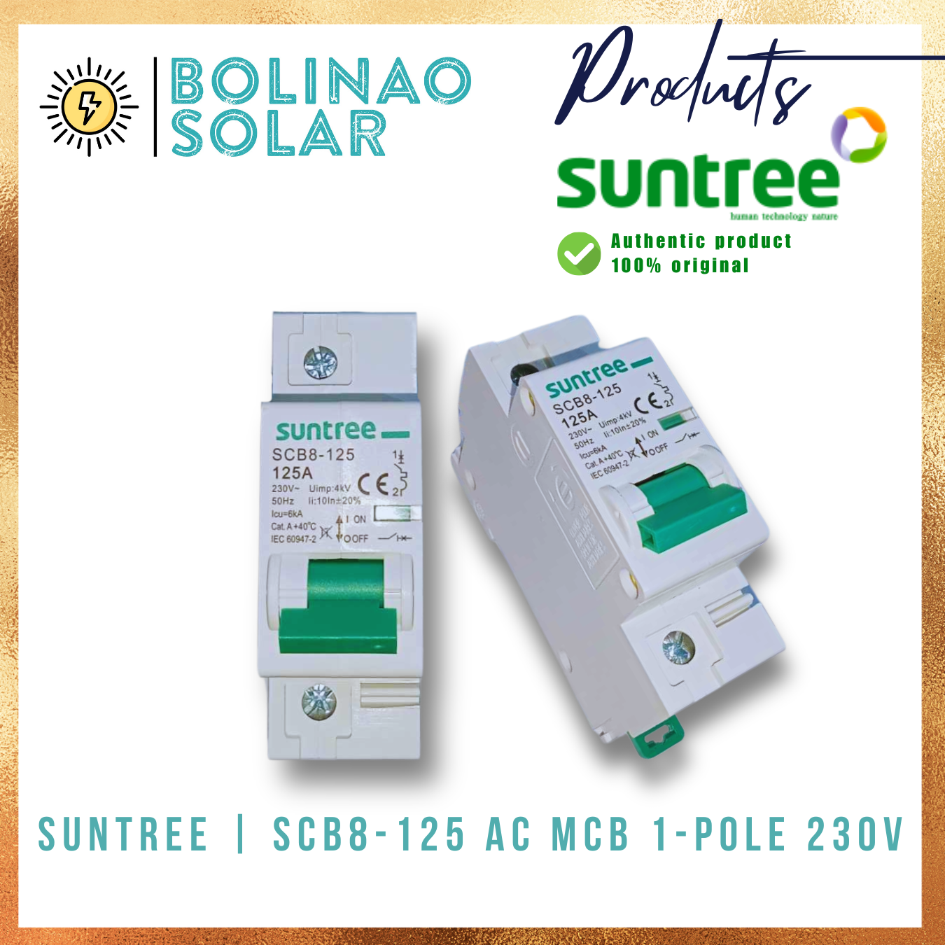 SUNTREE | AC DIn Rail Type MCB SCB8-125 1-POLE 10A/16A/20A/32A/63A/80A/125A