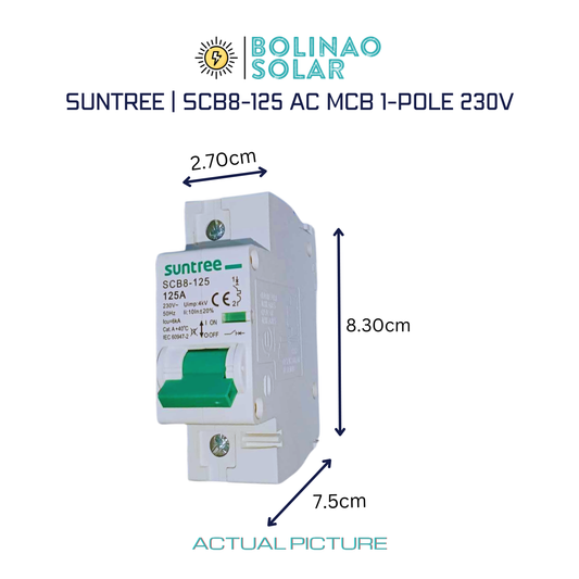 SUNTREE | AC DIn Rail Type MCB SCB8-125 1-POLE 10A/16A/20A/32A/63A/80A/125A