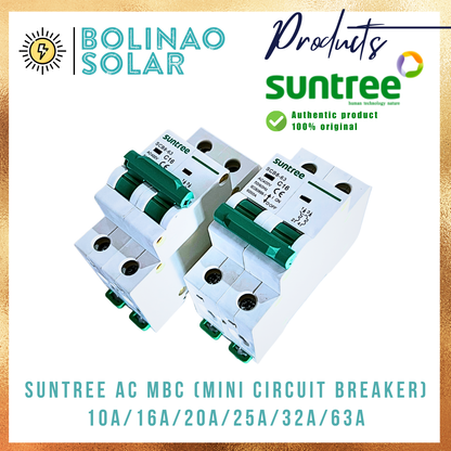 SUNTREE | AC MCB 2-Pole 400V (SCB8-63) Mini Circuit Breaker DIN Rail (10A/16A/20A/25A/32A/63A/80A/125A)
