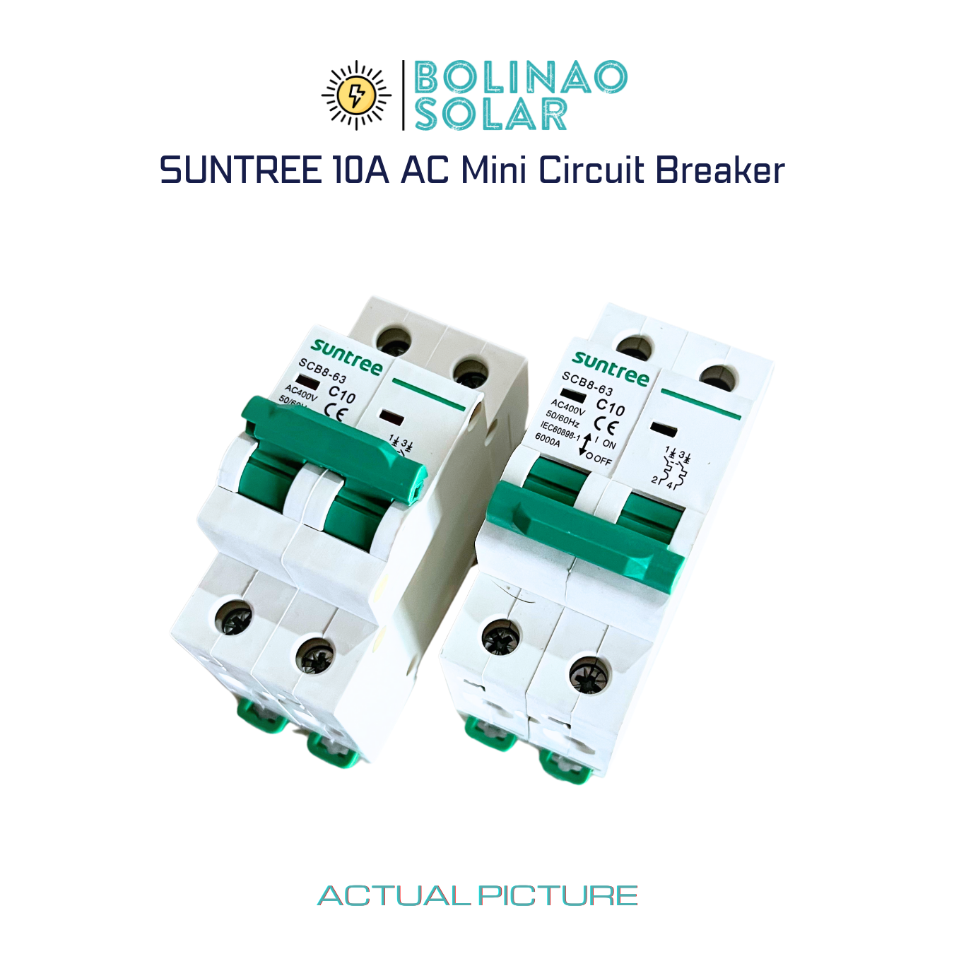 SUNTREE | AC MCB 2-Pole 400V (SCB8-63) Mini Circuit Breaker DIN Rail (10A/16A/20A/25A/32A/63A/80A/125A)
