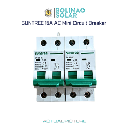 SUNTREE | AC MCB 2-Pole 400V (SCB8-63) Mini Circuit Breaker DIN Rail (10A/16A/20A/25A/32A/63A/80A/125A)