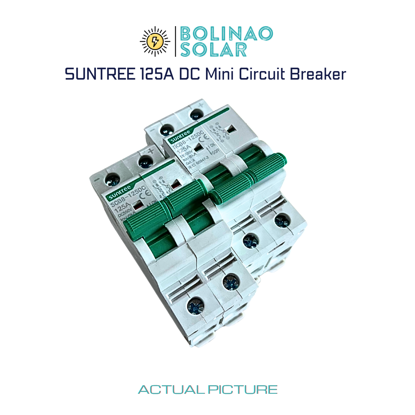 SUNTREE | DC MCB 2-Pole 550V (SL7-63) MCCB DIN Rail Type (10A/16A/20A/25A/32A/40A/63A/80A/100A/125A)