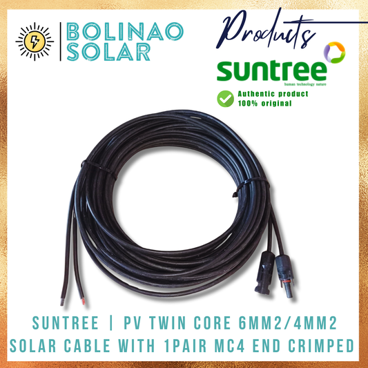 Suntree | PV Twin Core 6mm2/4mm2 Solar Cable with 1pair MC4 End Crimped (5m/10m/15m/20m)