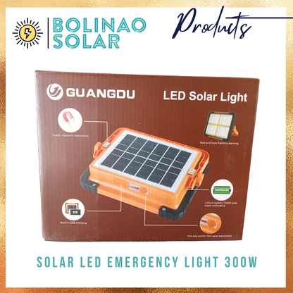 Solar LED Emergency Light 300W 4 Module w/  USB C-Type cable