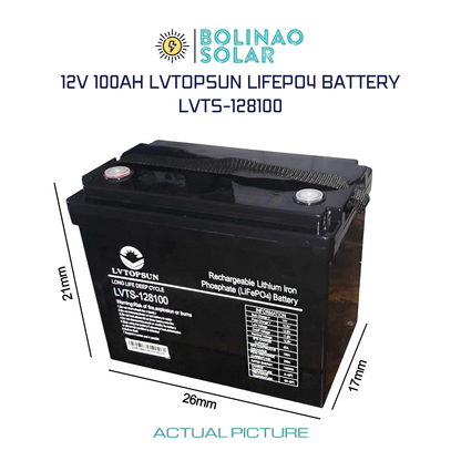 LVTOPSUN 12V 100AH Lithium Iron Phosphate (LiFePO4) Rechargeable Battery