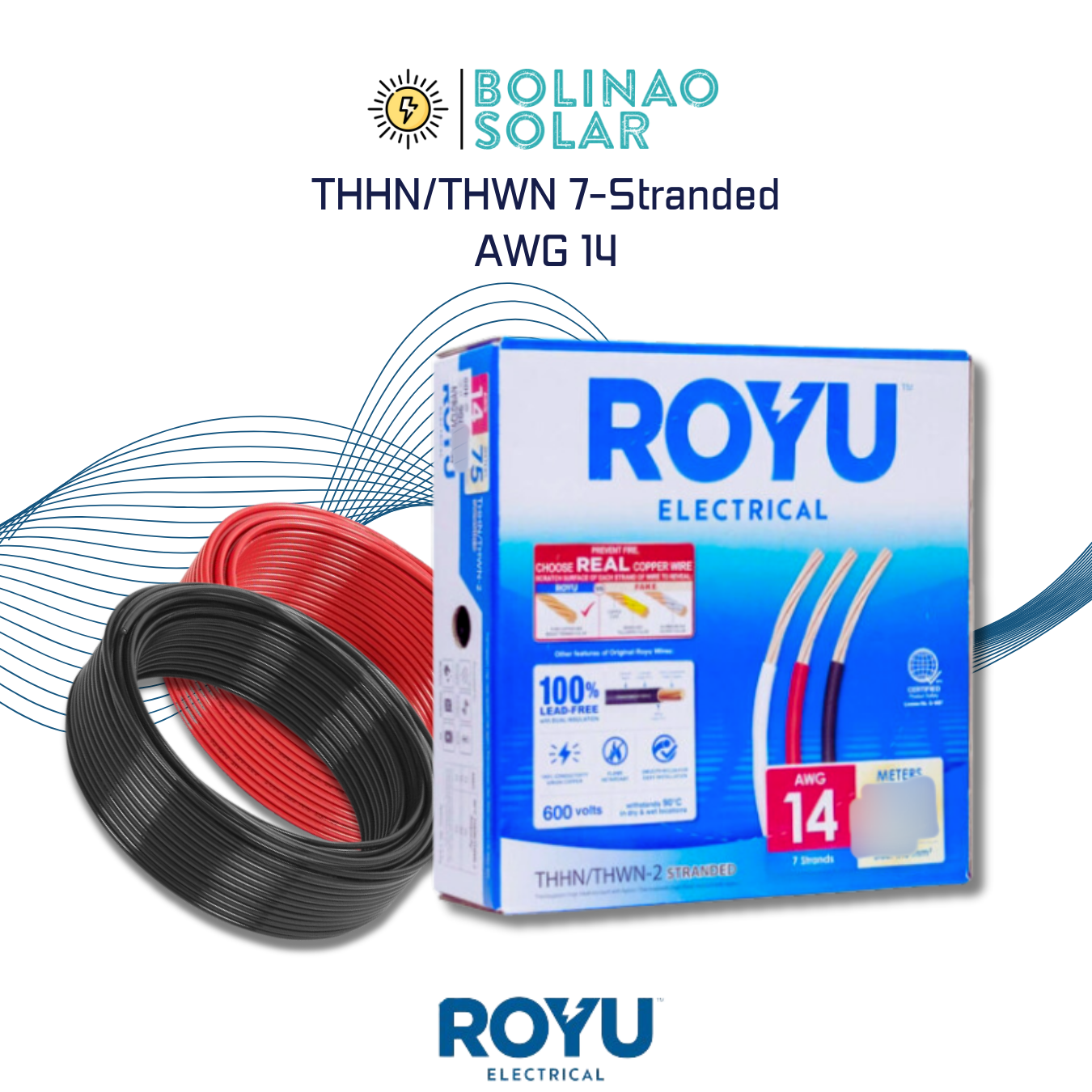 Royu Electrical | THHN/THWN Conventional Stranded Wire AWG 10/12/14 per Box (75m/150m)