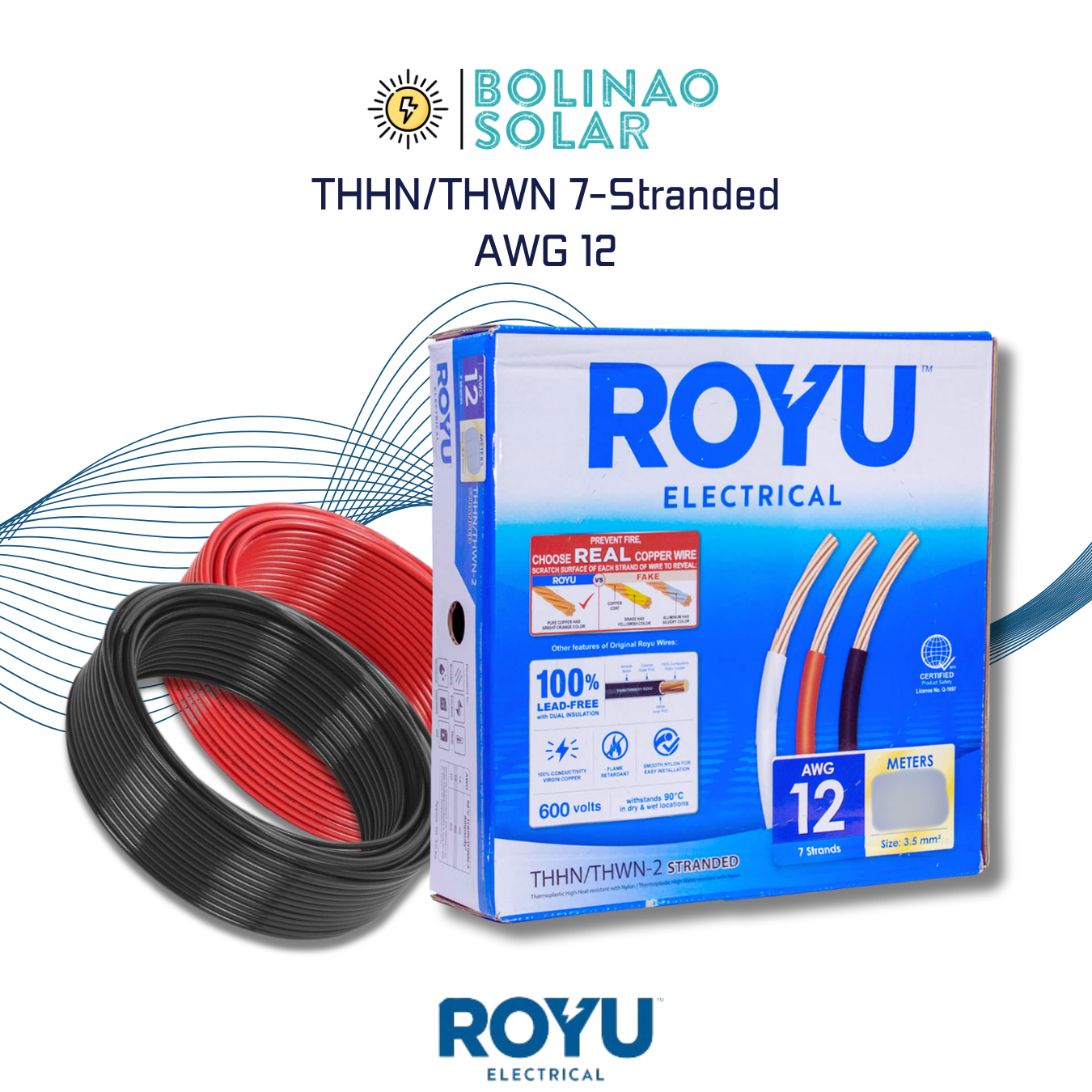 Royu Electrical | THHN/THWN Conventional Stranded Wire AWG 10/12/14 per Box (75m/150m)
