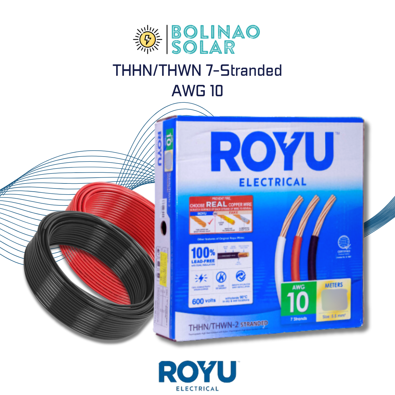 Royu Electrical | THHN/THWN Conventional Stranded Wire AWG 10/12/14 5m/10m Length