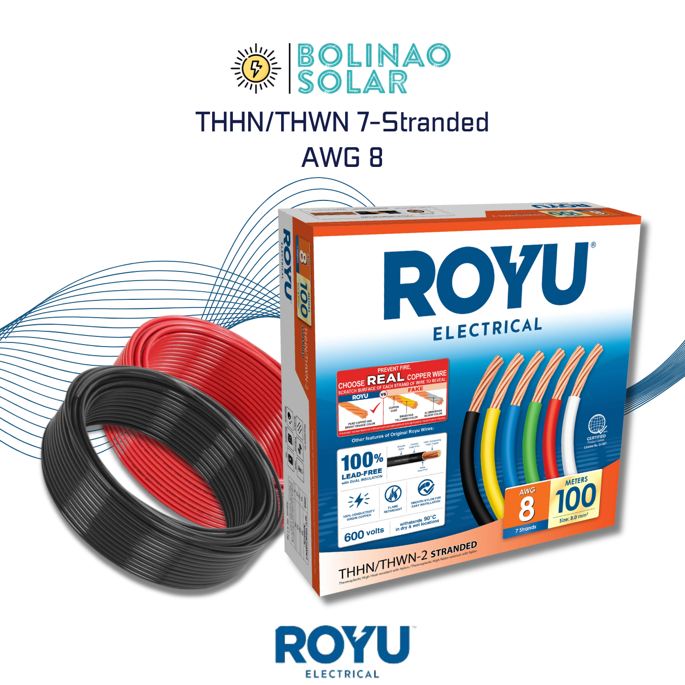 Royu Electrical | THHN/THWN Conventional Stranded Wire AWG 10/12/14 per Box (75m/150m)