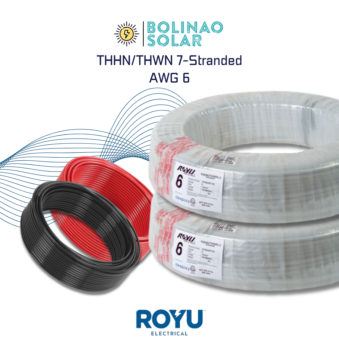 Royu Electrical | THHN/THWN Conventional Stranded Wire AWG 4/6 (5 meter / 10 meter)
