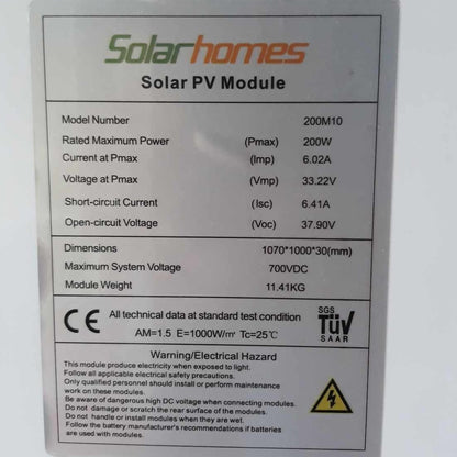 SolarHomes 200W Solar Panel 33V